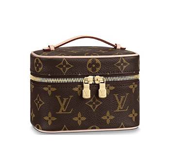 LOUIS VUITTON NICE NANO Classic Monogram Zipper Closure Makeup Handbag