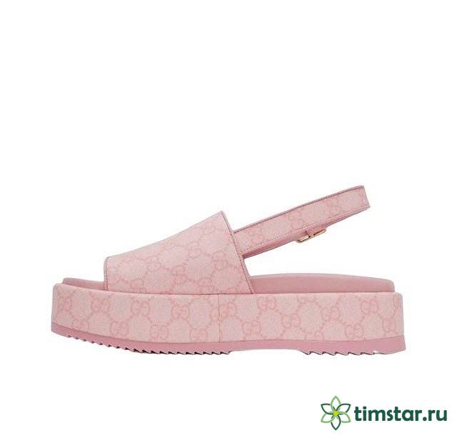 GUCCI GG Platform platform buckle strap sandals, pink - 1